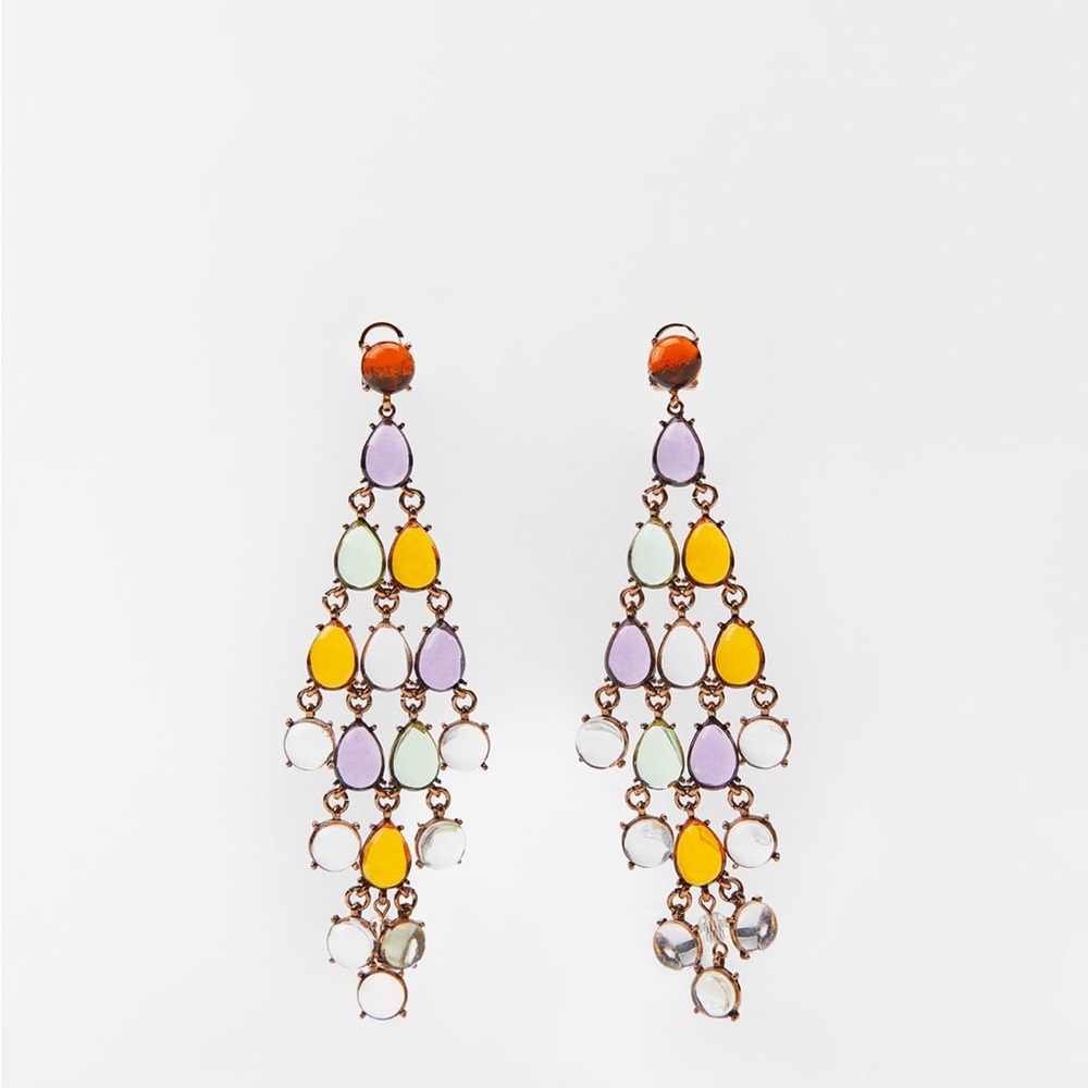 Mixed Women’s Statement Earrings in Blue, Red, Gold and Multi